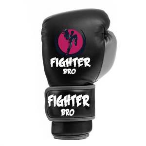 นวมชกมวย Fighter Bro สีดำ วัสดุ PU ปิดด้วยเวลโคร อุปกรณ์ฝึกซ้อมศิลปะการต่อสู้สำหรับผู้ใหญ่ - Product Image 1