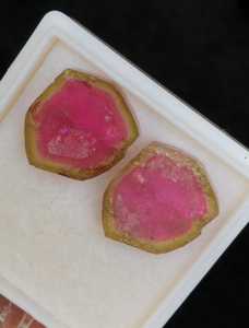 Turmalina Sandía en Rodajas, Cristal Bicolor Rosa y Verde, Gema Natural Suelta para Fabricación de Joyas - Product Image 3