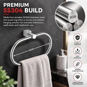 Porte-serviette mural moderne en chrome, en acier inoxydable, support fixe pour serviettes de salle de bain, design à barre unique - Product Image 4