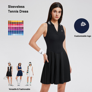 Premium Spandex/Nylon V-neck Tennis Dress Women Soft Stretchy <b>Athletic</b> Eco-Friendly Lightweight Custom Sportswear Outdoor - Product Image 5