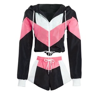 Hot Sale Two Piece Windbreaker Short <b>s</b> & <b>Jacket</b> Set Custom design Zip up Nylon Polyester Streetwear Tracksuit Windbreaker Set - Product Image 2