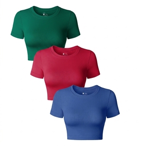 Hot Selling Scoop Neck Seamless Spandex/Nylon Skinny Fit Crop <b>Tops</b> for Women Fitness Breathable - Product Image 5