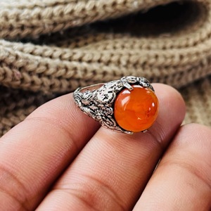 Carnelian <b>Ring</b> Boho Ethnic Brass <b>Finger</b> <b>Ring</b> Women Brass Ethnic <b>Ring</b> Oxidized Silver Finish - Product Image 2