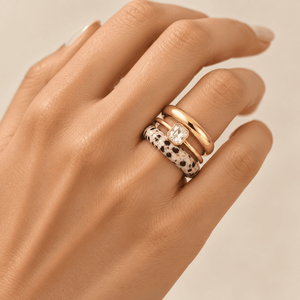 ชุดแหวนสแตนเลสหินธรรมชาติแหวนซ้อนสำหรับผู้หญิงเครื่องประดับแฟชั่น - Product Image 4
