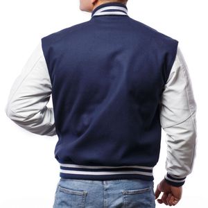 2024 Navy Blue Wool College Jackets for <b>Men</b> High Quality Varsity Letterman Winter Streetwear Thin Winter Jacket - Product Image 5