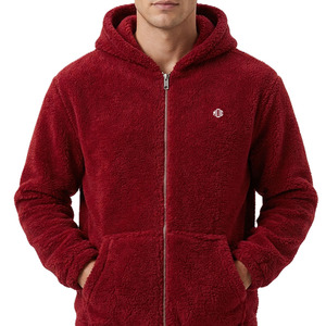Sudaderas con capucha de forro polar Sherpa para hombre, gruesas y cálidas, estilo urbano de invierno, color liso, logotipo personalizado, ajuste oversize, venta al por mayor, proveedor OEM a granel - Product Image 2