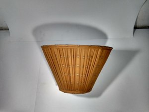 Pantalla de Lámpara de Tela Plegada Marrón, Forma de Campana, Estilo Tradicional, Accesorio de Lámpara Hecho a Mano - Product Image 3