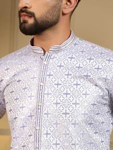 Ensemble Kurta Pyjama pour homme Vantara 06, tissu jacquard épais, coupe régulière, semi-coton, Chudidar, vêtements ethniques traditionnels indiens, tenue de fête - Product Image 3