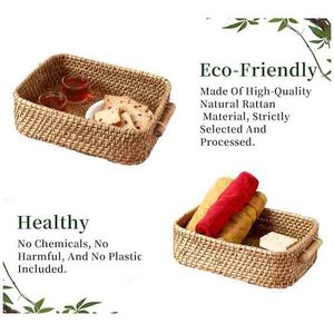Top Selling Rattan Basket Woven Storage Serving Fruit Basket With Handle Multipurpose Usage Palm Wood Rattan Storage Basket Deco - Product Image 5