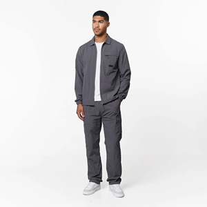Conjunto Deportivo Ligero Color Gris, Chaqueta con Cierre y Pantalones Cargo, Ropa Casual Impermeable y Cortavientos - Product Image 3