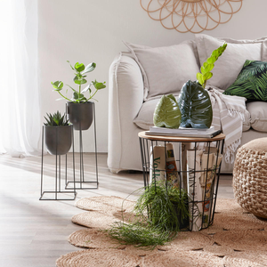 Grand pot de fleurs en métal noir avec support en fer, porte-fleurs moderne minimaliste pour plantes d'intérieur et d'extérieur, salon, chambre à coucher - Product Image 5