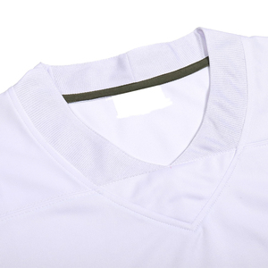 <b>White</b> Short Sleeve Soccer Jersey With Blue Striped Sleeves Crew Neck Unisex Breathable Polyester Sport Apparel - Product Image 3