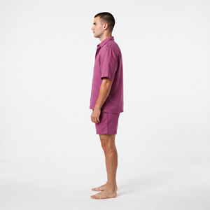 Conjunto de Camisa y Pantalones Cortos para Hombre, Corte Holgado, Ropa de Verano a Juego, Camisa de Manga Corta con Botones, Estilo Veraniego - Product Image 3