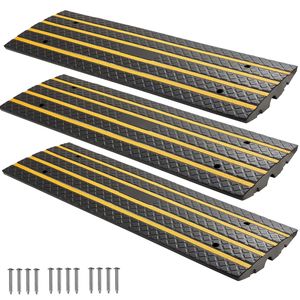 33069 Lbs Load Capacity Car Driveway <b>Rubber</b> Curb Ramp with 2.6 Inch Rise Yellow Reflective <b>Strips</b> Curbside Bridge Ramp Suita - Product Image 1