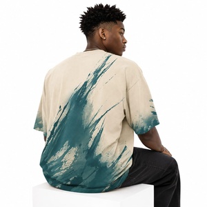 Camiseta Unisex Extra Grande Ligera con Estampado Digital Abstracto de Acuarela en la Parte Delantera, Cuello Redondo, Manga Corta, Personalizable - Product Image 2