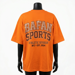 เสื้อยืดโอเวอร์ไซส์ผู้หญิง 260 GSM ผ้าคอตตอนผสมพรีเมียม สีส้ม ลายกราฟิกคริสตัลสโตน รับสกรีนโลโก้ - Product Image 3