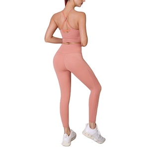 Comprar conjuntos de mujer Sujetador deportivo de 2 piezas Espalda cruzada Conjunto de yoga sin costuras Mallas para correr Ropa de gimnasio Traje de yoga 2025 - Product Image 4