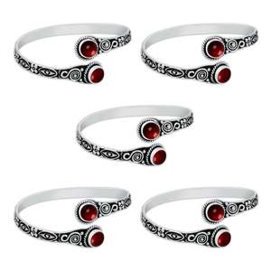 Handmade Fine <b>Silver</b> Bohemian Style Women's Fashion Gift <b>Bracelet</b> Brass Graceful <b>Solid</b> <b>Silver</b> Plated Garnet Geometric Gemstone - Product Image 3