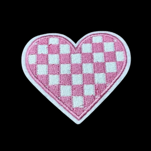 Patchs brodés miniatures en forme de cœur, design OEM, motifs carreaux rose, vert, noir, orange, pour casquettes de camionneur et vêtements 2026 - Product Image 4