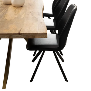 Mesa de Comedor Rectangular de Madera de Mango Sólida con Borde Estilo Onda Industrial, Patas de Metal Dorado Tipo Araña, Estilo Europeo para Cocina o Restaurante - Product Image 4