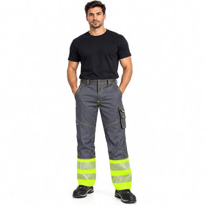 กางเกงทำงานนิรภัยสะท้อนแสงสำหรับผู้ชาย Hi-Vis ผ้าฝ้าย 100% คุณภาพสูง สำหรับงานเหมืองและจราจร ผลิตในประเทศปากีสถาน - Product Image 2