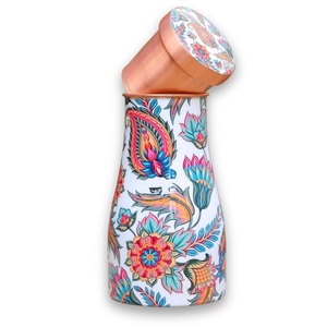 Bouteille d'eau en cuivre à motif floral oriental, portable, pour les voyages - Product Image 1