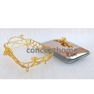 Base et couvercle de designer en métal motif fleurs, avec finition argentée brillante et polie, pour chauffe-plat et service, logo personnalisable, accepte les commandes internationales - Product Image 5