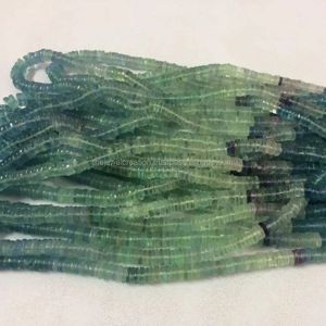 Jewel Creation 5mm Natural Green Blue Fluorite Smooth Heishi Tyre Gemstone Beads Strand <b>String</b> Regular Bulk IGI Certified AAA - Product Image 2