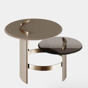 Mesa de Centro Contemporánea de Latón con Tapa de Mármol, Muebles Modernos para Sala de Estar, Diseño Decorativo - Product Image 2