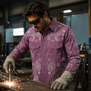 Wholesale 100% Cotton Men Industrial Breathable Flame Resistant Work Wear FRC Mechanic FR <b>Welding</b> Work <b>Shirt</b> - Product Image 6