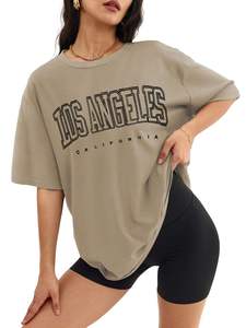 Camiseta Oversize Rosa para Mujer, de Algodón, con Hombros Caídos, Manga Corta, Cuello Redondo, Estilo Casual Urbano, Tejido Suave y Transpirable - Product Image 4