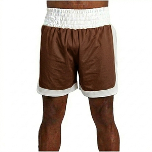 Quick Dry Breathable MMA Compression Shorts Front Logo Men's Boxing Gray White Elastic Waist 220g Kickboxing Fight Shorts - Product Image 3