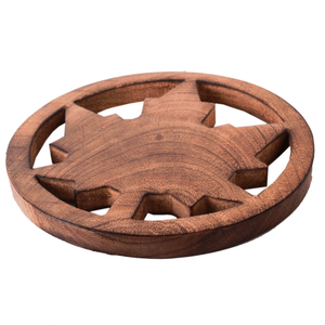 Trivet de Madera en Forma de Estrella, Trivet Redondo de Madera Natural Resistente al Calor, Antideslizante, Tapete de Cocina de Diseño Moderno - Product Image 1