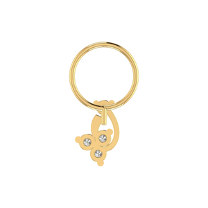 AJRETAIL 14K <b>Gold</b> Ethnic Dangling Teardrop Floral Design 0.08ct Natural Diamond GIA Certified <b>Nose</b> Pin - Product Image 5