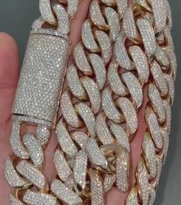 Collier chaîne cubaine plaqué or rose avec moissanite, bijoux de luxe hip-hop en argent 925 pour cadeau de fiançailles - Product Image 2