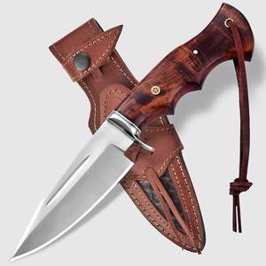 Cuchillo de Caza y Supervivencia Profesional de Acero Inoxidable Forjado a Mano, el Mejor Cuchillo EDC con Mango de Palisandro y Funda de Cuero - Product Image 1