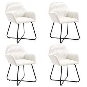 Set di 4 Sedie da Pranzo Ergonomiche in Tessuto Crema, Design Standard Comfort - Product Image 1