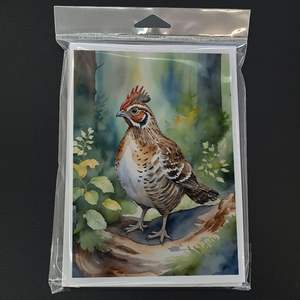 Pennsylvania Ruffed Grouse Whimsical A7 Size <b>5x7</b> Blank Note Cards Pack of 8 with <b>Envelopes</b> for Greetings - Product Image 3
