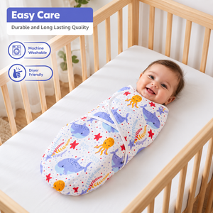 Neugeborenen-Pucktuch |   100% Baumwolle Modernes Gestreiftes/Einfarbiges Design |   Verstellbarer Schlafsack |   Weiche Gemütliche Baby-Schlafdecke 0-6 Monate - Product Image 3