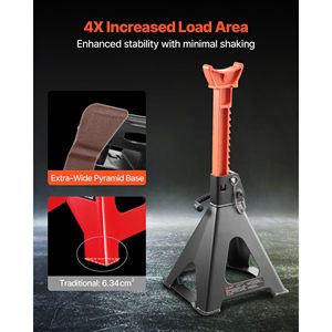 Cavalletti per Auto in Acciaio Resistente con Capacità di 6 Tonnellate (13.000 Libbre), Altezza Regolabile da 14.6 a 22.8 Pollici, Doppio Blocco di Sicurezza - Product Image 4