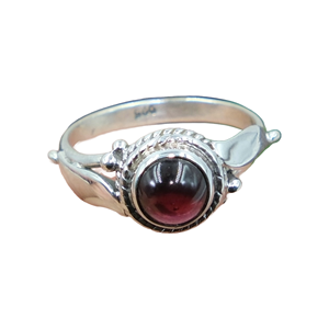Anillo de Plata de Ley 925 con Granate Rojo Natural, Hecho a Mano, con Cabujón Redondo, Anillo de Piedra de Nacimiento, Joyería Vintage de Diseño para Mujer - Product Image 1