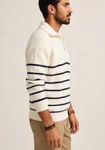 เสื้อสเวตเตอร์ถักอะคริลิกแบบซิปครึ่งตัวสำหรับผู้ชาย ระบายอากาศได้ดี ทรงปกติ คอตั้ง แขนยาว สวมใส่สบาย - Product Image 3