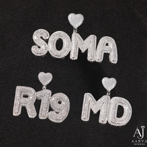 Pendentif personnalisable lettre initiale sertie de moissanite, breloque en argent sterling, bijoux hip-hop pour soirée - Product Image 5