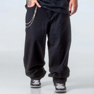 Pantalones Harem Negros para Hombre, Corte Recto, Cintura Media, Ajuste Regular, 100% Algodón Denim, Ligeros, Transpirables, Estilo Urbano, Hip Hop, Invierno/Primavera - Product Image 3