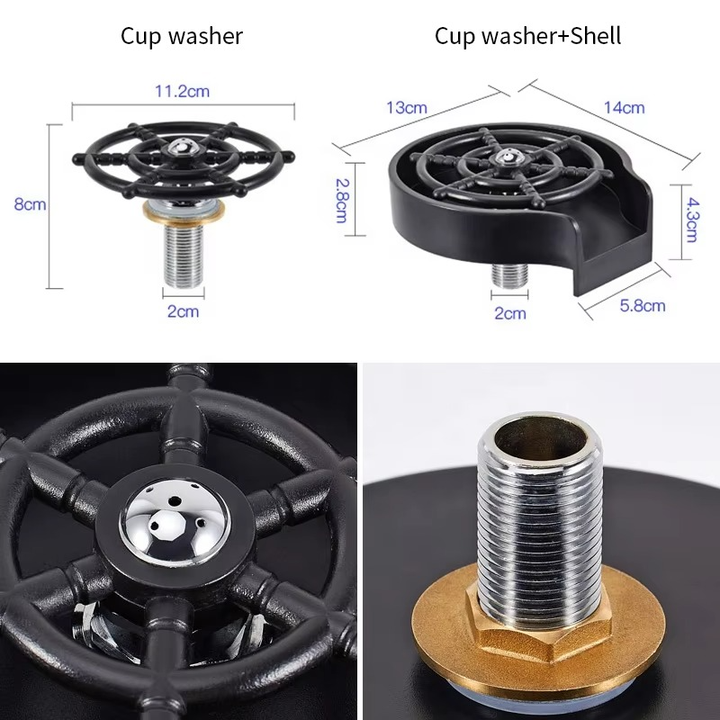 Automatic Cup Washer with Faucet Glass Rinse for Kitchen Sink Bar Cafe Use Convenient Cleaning Tool for Drinkware and Utensils