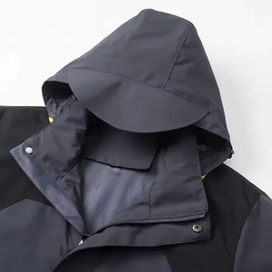 <b>Men</b> Hooded Winter Puffer <b>Jacket</b> Color Blocking Waterproof Sporty Style Polyester Outerwear with Zipper Closure and Sleeve Logo - Product Image 2