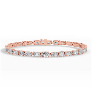 Pulsera de tenis con diamantes cultivados en laboratorio de corte mixto dinámico, oro de 14K, joyería fina de lujo, fabricante y proveedor mayorista - Product Image 1