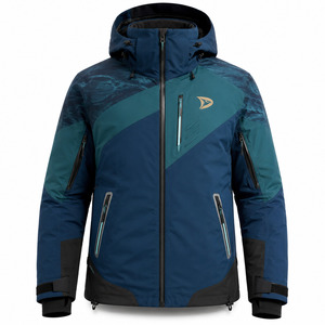 Men's Ski <b>Jacket</b> Black Red Color Blocked Hooded <b>Waterproof</b> 10,000mm for Power Stretch Synthetic -Tex Zipper Closure - Product Image 1