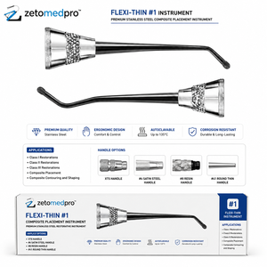 Instrumento de Colocación de Composite Dental Flexi-Thin Premium No. 2 Instrumentos Restauradores de Acero Inoxidable OEM Zetomed Pro - Product Image 4