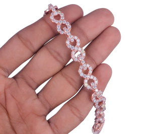 Rose Gold Plated Chain Link <b>Bracelet</b> With Pave <b>Crystal</b> Rhinestones Trendy Unisex Jewelry Gift - Product Image 4